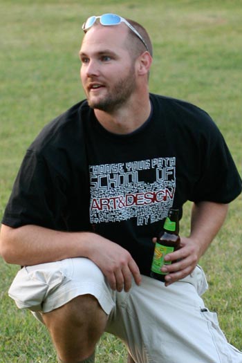 man wearing art and design shirt